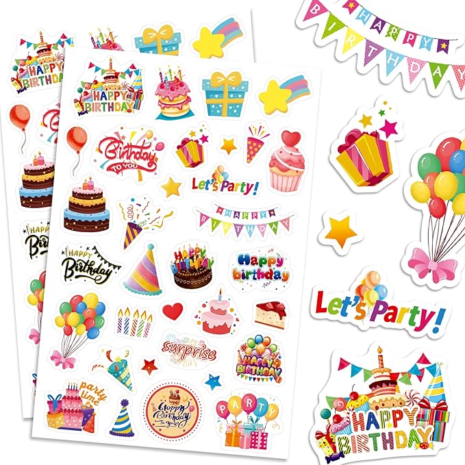 Happy Birthday Stickers for Kids Adults 660 Counts Large Happy Birthday by MoShining