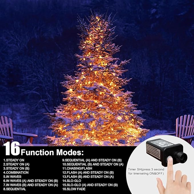 LAMPHOME 66ft Golden Christmas Decorative Mini Lights, 200 LED Transparent Wire - Image 5
