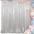 ShiDianYi Sequin Backdrop Silver 20X10FT Wedding Backdrop Photo Booth Glitter by ShiDianYi