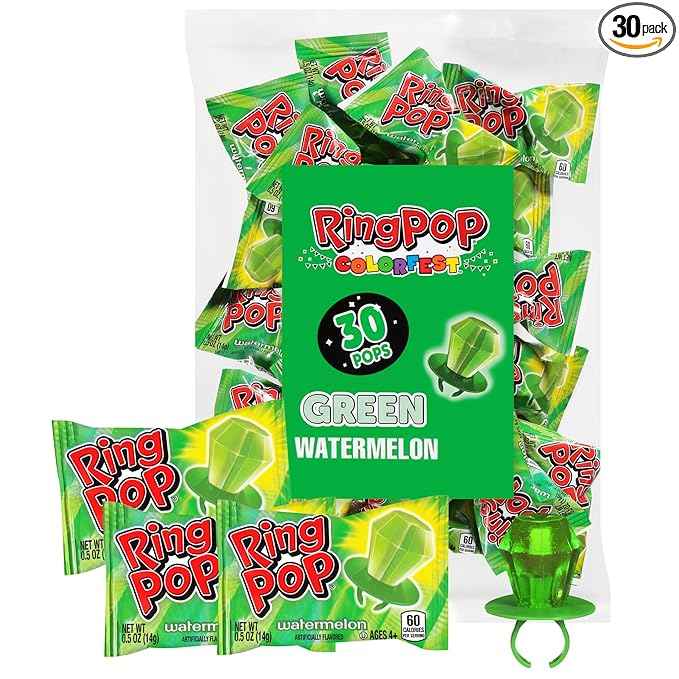 Ring Pop Green Halloween Candy Lollipops, 30Ct Bulk Candy Individually Wrapped by RingPop