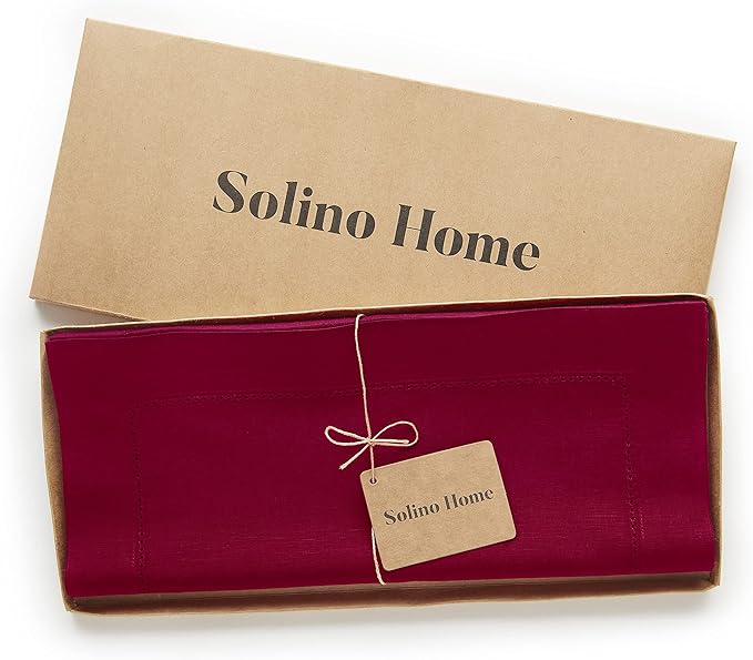 Solino Home Cotton Linen Red Table Runner 90 Inches Long - Image 6