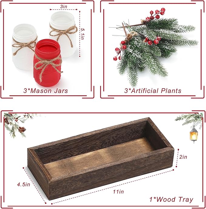 Christmas Mason Jars, Christmas Centerpieces - Image 3