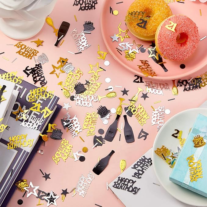 Sumind 3000 Pcs 21st Birthday Metallic Foil Confetti Table Scatter Decorations - Image 6