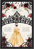 50Pcs Gold Crown Invitations for Quinceanera, 15 year, Sweet 16, Miss XV by DreamBuilt