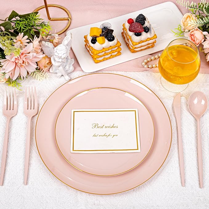 PULOTE 150PCS Pink Plastic Silverware - Image 6