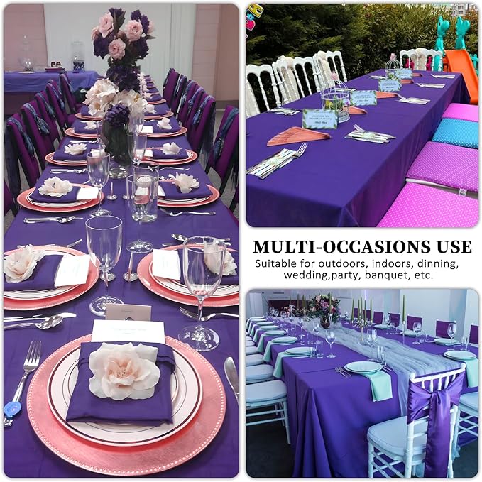8 Pack Purple Tablecloth 60 x 102 Inch Rectangular Tablecloths - Image 6