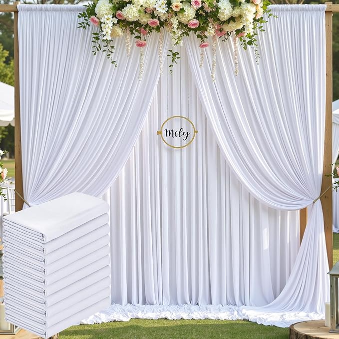 50ftx10ft Wrinkle Free White Backdrop Curtain by CO-AVE