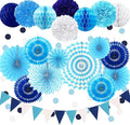 Navy-Light Blue Party Decorations, Pom Poms Flowers by Marwey