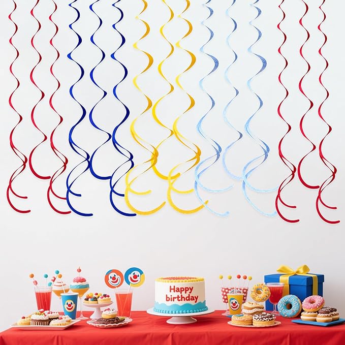 36 Pcs Red Blue Yellow Hanging Swirl Decorations Colorful Felt Swirl Streamer - Image 6
