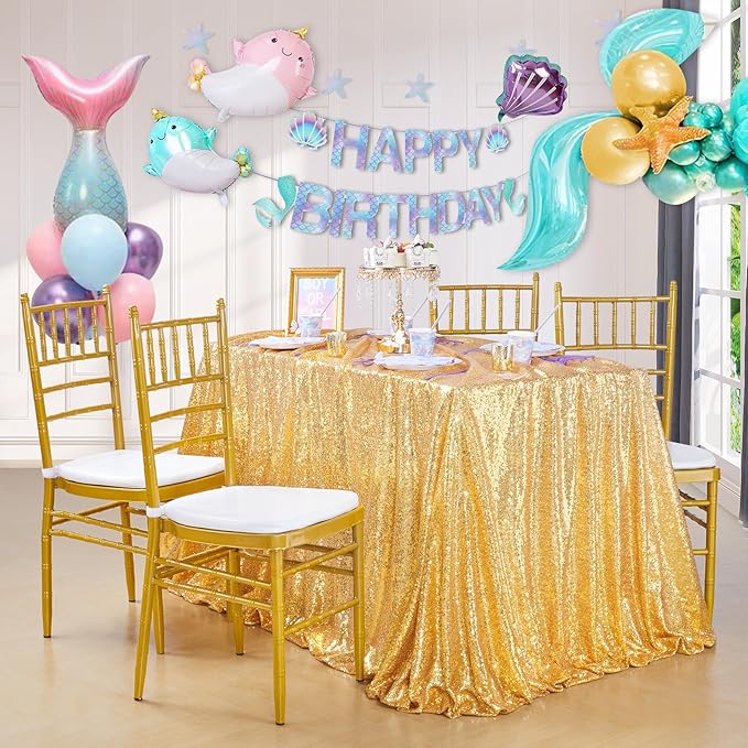 QueenDream Glitter Gold Tablecloth - Image 5