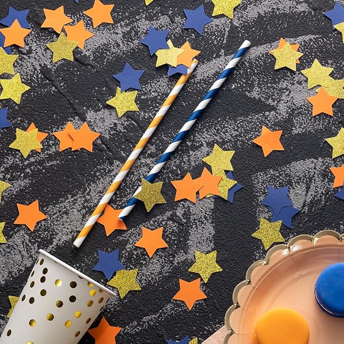 Gold Blue and Orange Star Confetti Table Decoration - Image 2