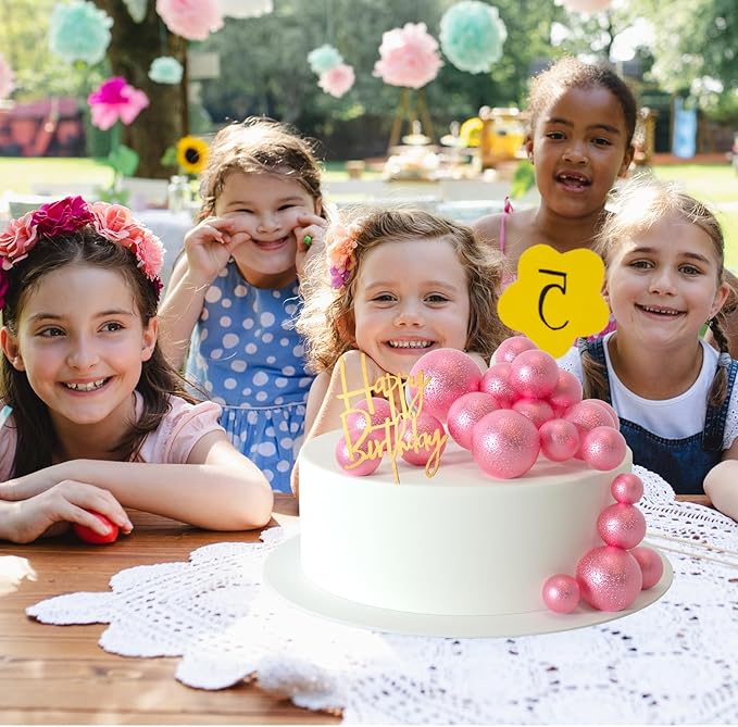 MIAHART Ball Cake Toppers Boho Grass Cake Topper Ball Cake Insert Decoration - Image 4
