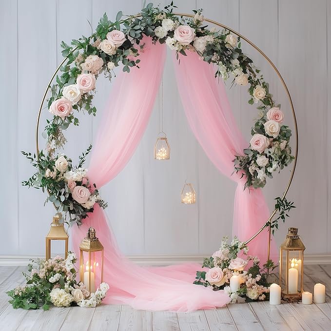 Wedding Arch Draping Fabric 2 Panels 28.7" x 20FT Blush Pink Sheer Chiffon - Image 5