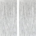 Silver Foil Fringe Curtain 3.3×8.3FT 2 Packs, Metallic Tinsel Curtains Party by Acuteye