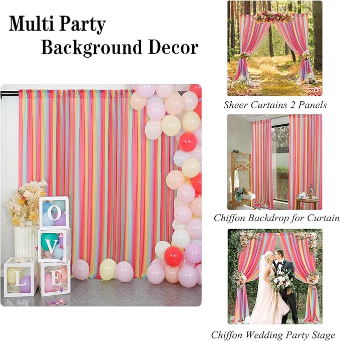 DUOBAO Rainbow Sheer Chiffon Curtains - Image 4