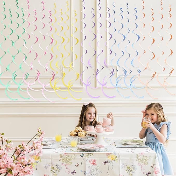 36 Pcs Pastel Hanging Swirl Decorations Pastel Color Felt Swirl Streamer Spiral - Image 7