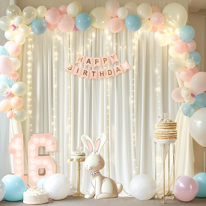 Ivory Backdrop Curtains with Lights - Image 5