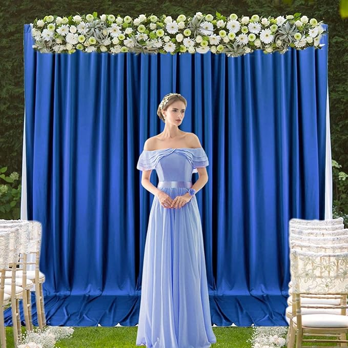 2 Panels Royal Blue Backdrop Curtain, 10 x 7 Feet Background Curtains - Image 4