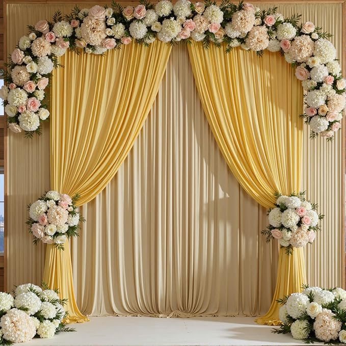 leegleri 40ftx12ft Wrinkle Free Beige Backdrop Curtain, 8 Panels 12FT Height - Image 8