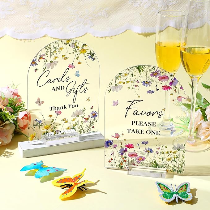 4 Pcs Flower Acrylic Wedding Signs - Image 2