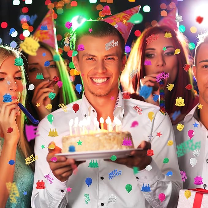 Happy Birthday Confetti Glitter Metallic Foil Table Confetti Multicolor - Image 6
