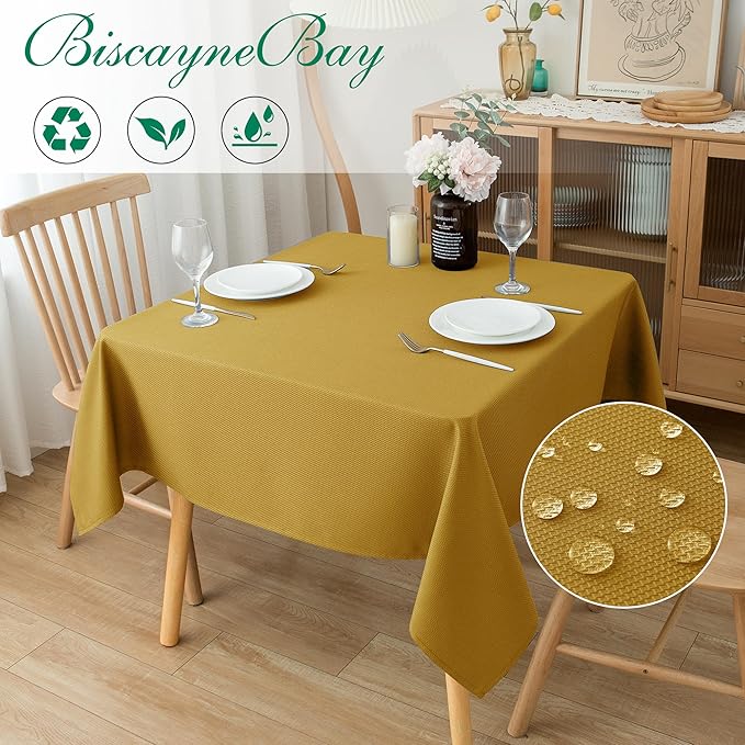 Biscaynebay Textured Fabric Square Christmas Tablecloths 54x54 Inches, Wedding - Image 2