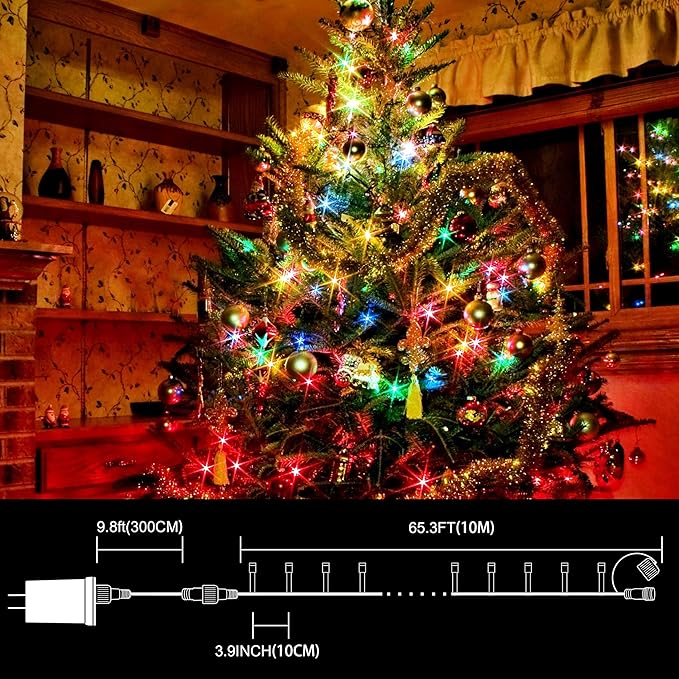 LAMPHOME 33ft Christmas Decorative Mini Lights, 100 LED Transparent Wire Fairy - Image 2