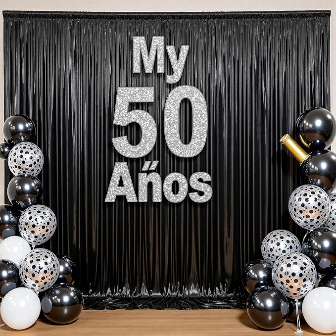 10ft x 10ft Black Glitter Sequin Backdrop Curtain - Image 4