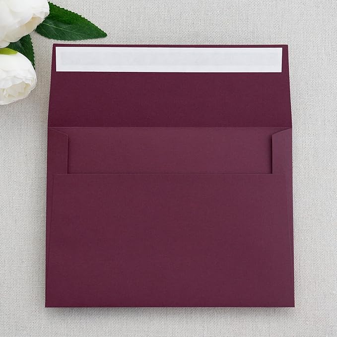 PONATIA 50PCS 5x7 Envelopes, Burgundy A7 Envelopes Self Seal - Image 2