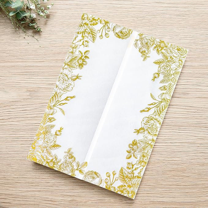PONATIA 50 PCS Vellum Jackets for 5x7 Wedding Invitation Cards- 135gsm Floral by ponatia