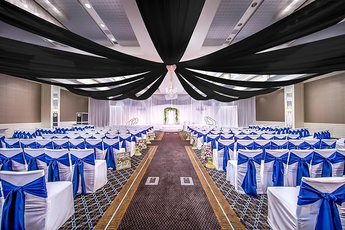 6 Panels Black Ceiling Drapes for Wedding, 5ftx20ft Ceiling Drapes Cheesecloth - Image 6