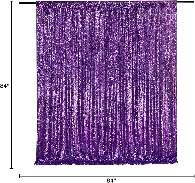 7ft x 7ft Purple Sequin Backdrop Glitter Party Backdrop Curtains Photo - Image 8