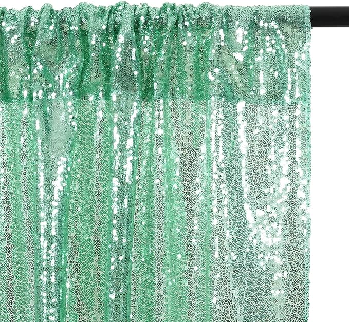 Eternal Beauty Mint Green Sequin Backdrop, 8x10 Ft Glitter Background Curtains - Image 6