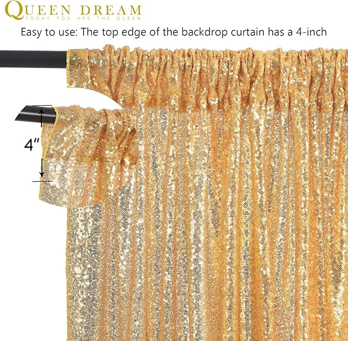 Gold Sequin Backdrop Curtain Drapes - Image 3