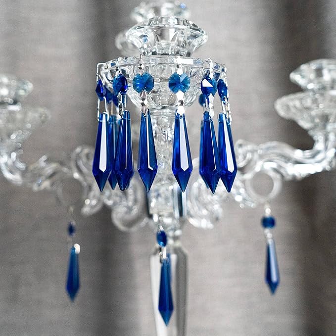 HDCRYSTALGIFTS 25pcs Blue Chandelier Crystals Replacement Chandelier Icicle - Image 4