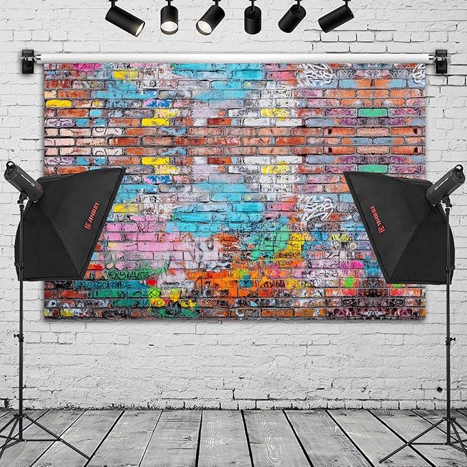 Colorful Graffiti Brick Wall Backdrop Banner - Image 2
