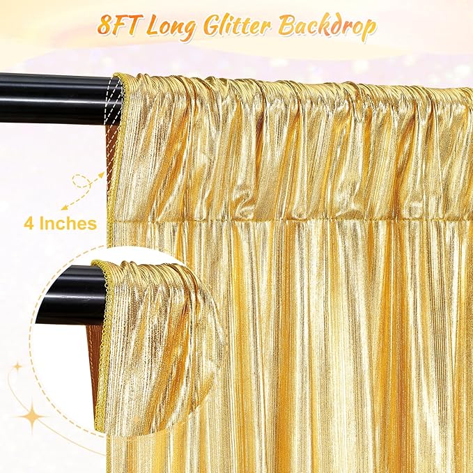 Wedding Backdrop Curtains for Arch Drape: 4 Panels 4.8x8FT Glitter Backdrop - Image 5