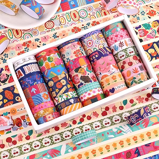 emmoolife 35 Rolls Washi Tape Set, Colorful Cute Floral Writable Decorative - Image 4