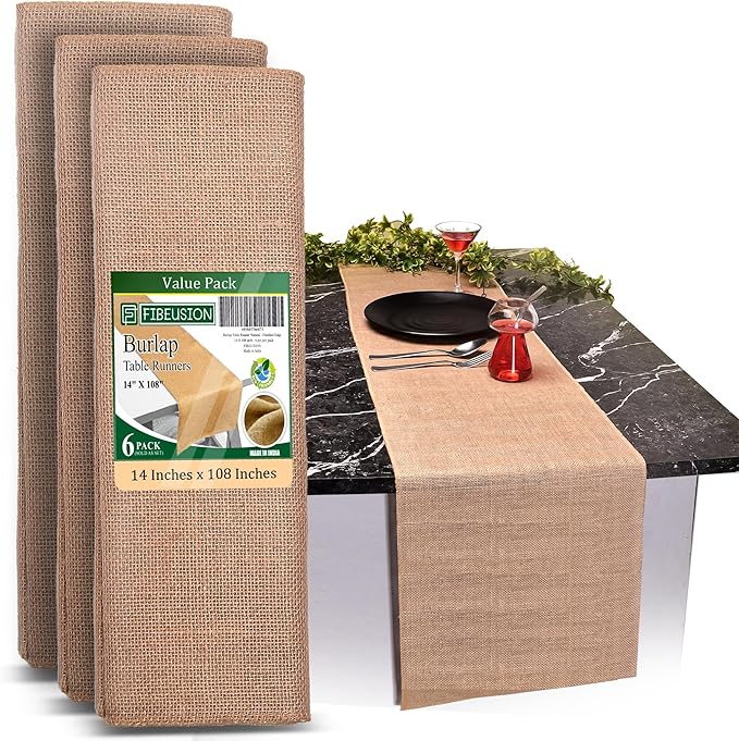 Burlap Table Runners – 14”x 108” by Fibeusion