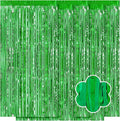 5 Pack Green Foil Curtain Backdrop 3.2ft x 9.8ft Metallic Tinsel Foil Fringe by Ohiyoo
