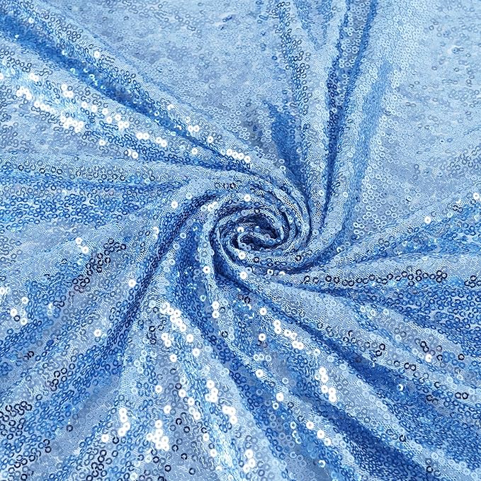 SquarePie Sequin Tablecloth 50 x 72 Inch Baby Blue Sparkly Table Linen - Image 6