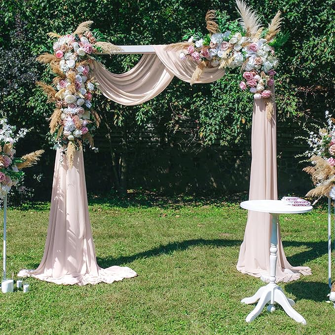 PARTISKY 10ftx7ft Taupe Chiffon Backdrop Curtains, Wrinkle-Free Sheer Fabric - Image 7