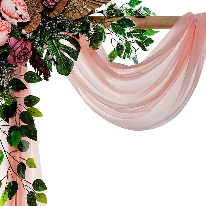 VDS Pack of 2 Panel Wedding Arch Draping Fabric Sheer Chiffon Fabric Drapery - Image 3