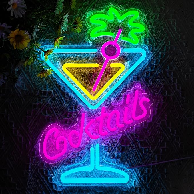 Cocktails Neon Sign Cocktail Glass LED Neon Signs Art Wall Lights - Image 5