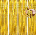 BTSD-home Gold Foil Fringe Curtain, Metallic Photo Booth Backdrop Tinsel Door by BTSD-home