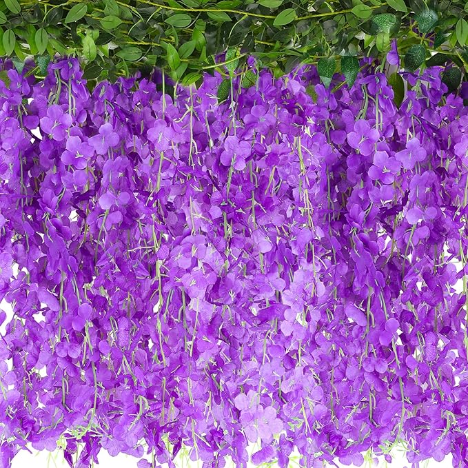 Wisteria Artificial Flowers Garland，10Pcs Total 60ft Silk Fake White Wisteria by CreateABetterLife