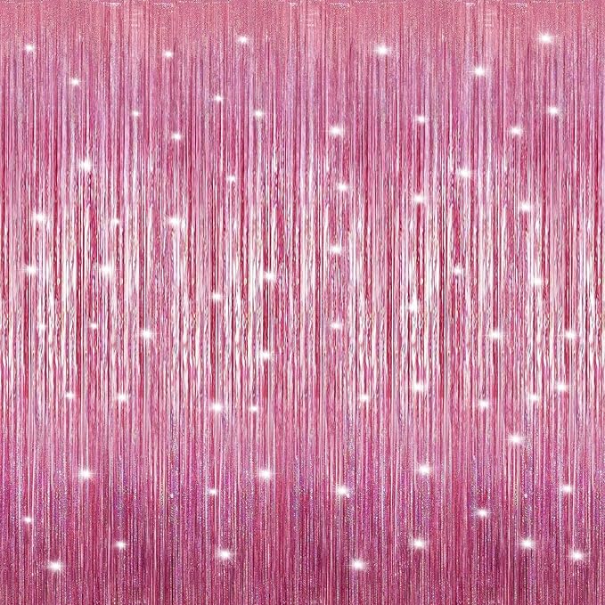 Crosize 2 Pack 3.3 x 9.9 ft Bright Laser Glitter Foil Fringe Curtains Party by Crosize