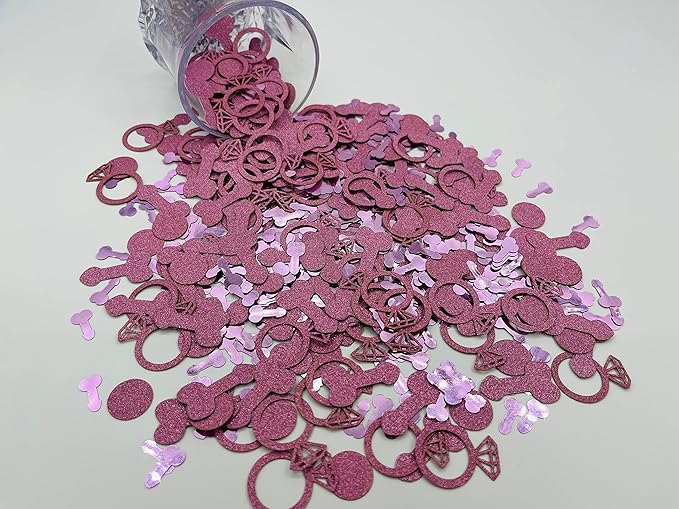 801 Pcs Rose Pink Glitter Cute Sprinkle Confetti Party Decoration - Image 5