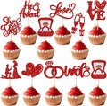 Ephlyn 30Pcs He Asked She Said Yes Cupcake Toppers Glitter Engagement Cupcake by Ephlyn