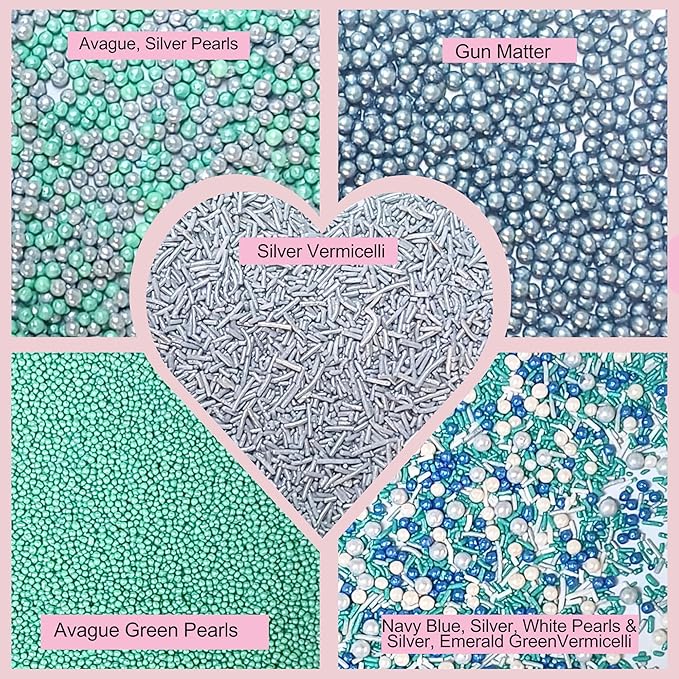 Confect Edible Sprinkles | Navy Blue & Teal Dragees, Bright Blue Sparkling - Image 3